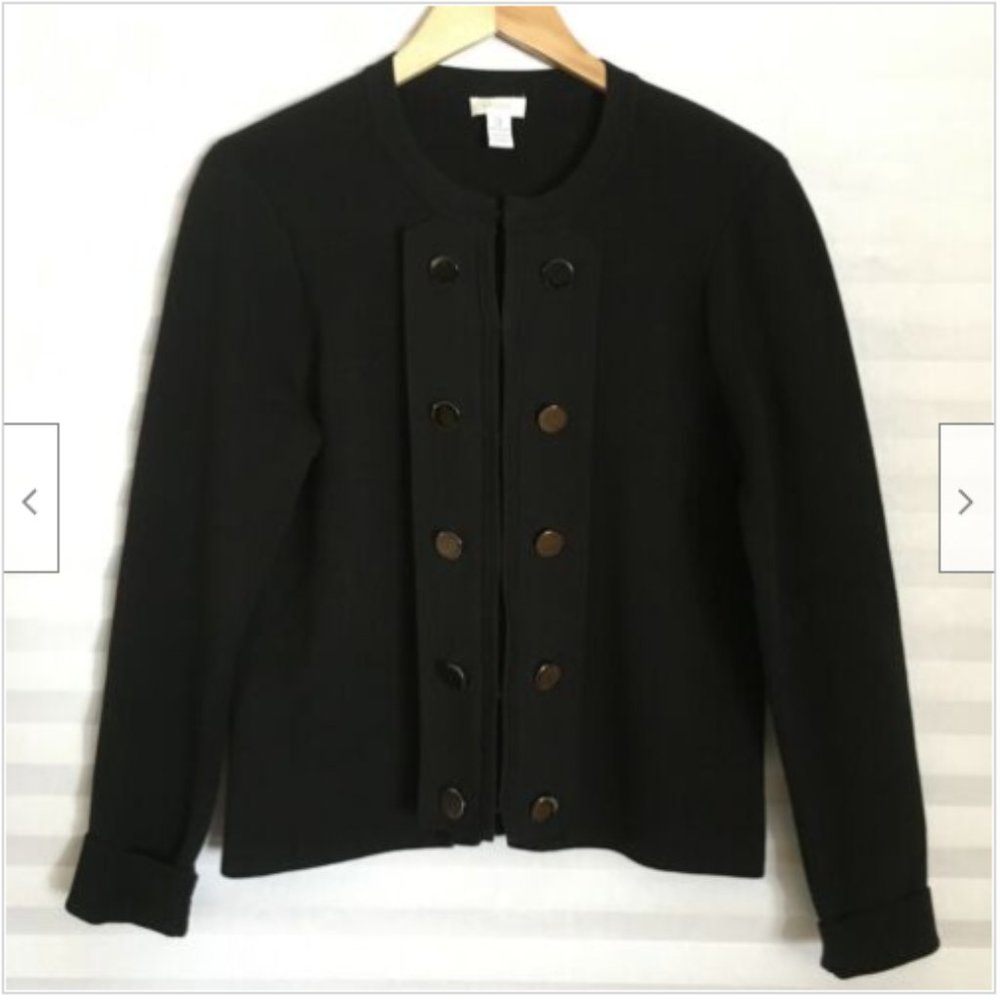 Chico's Size 3 Thick Knit Double Breasted Hook and Eye Cardigan Sweater Jacket